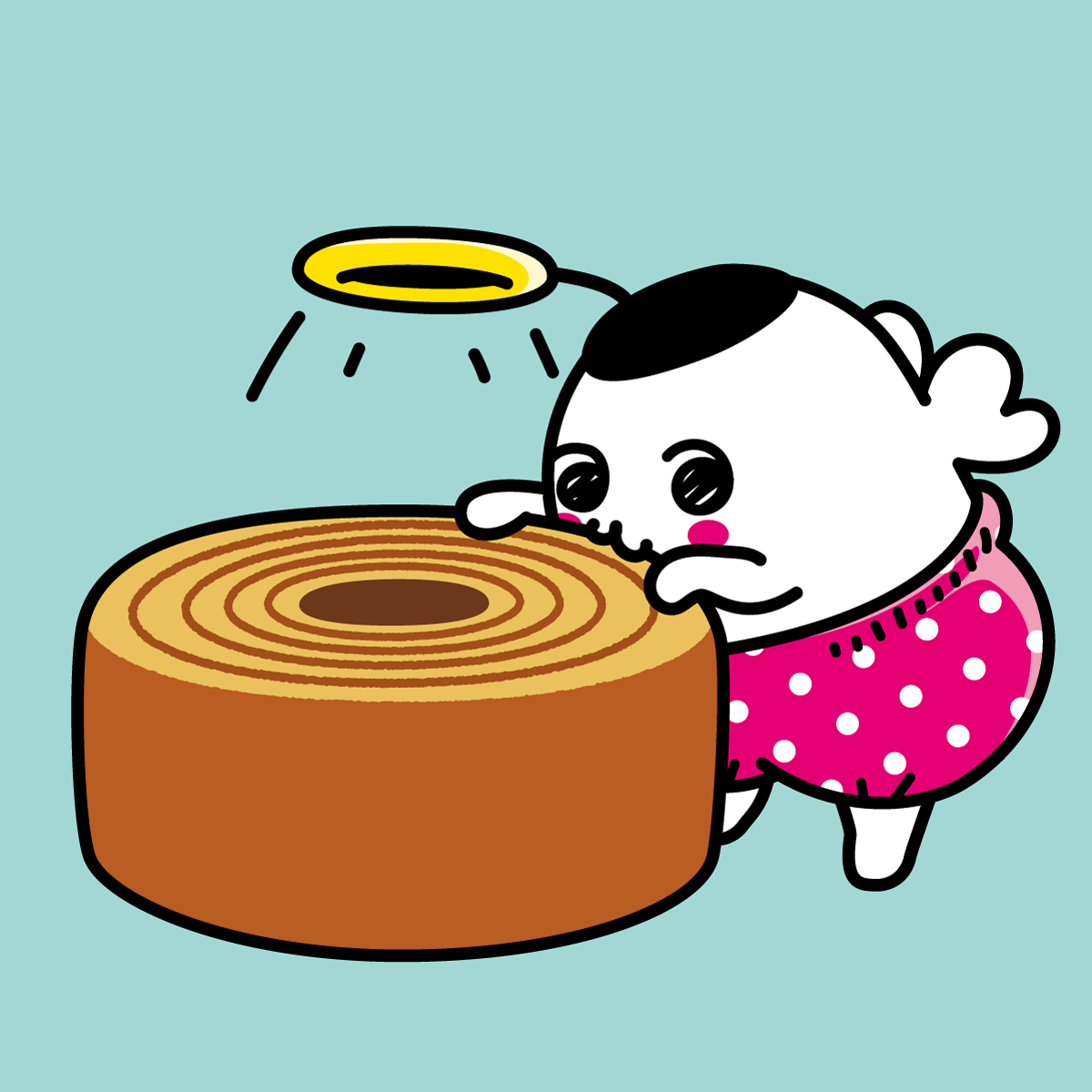 てんちぱんちょー　バームクーヘンを食べる